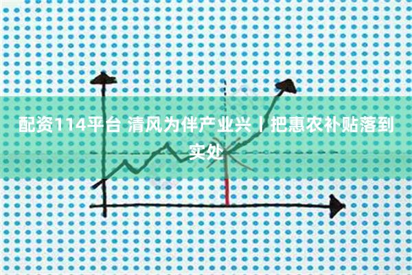 配资114平台 清风为伴产业兴丨把惠农补贴落到实处